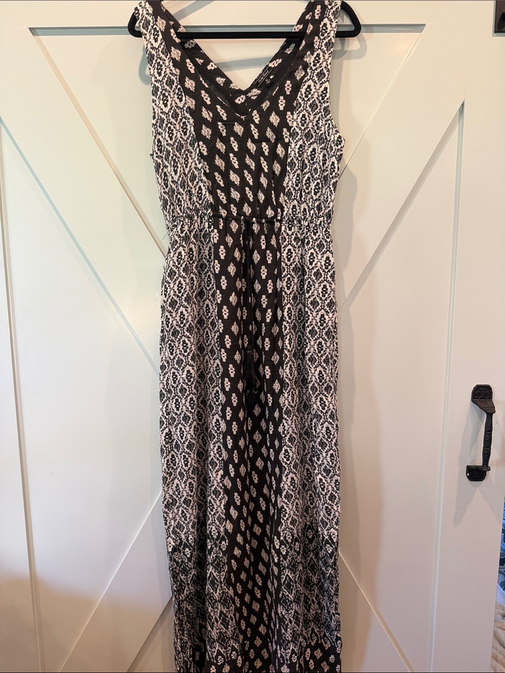 Lucky Brand Black and White Printed Maxi Dress